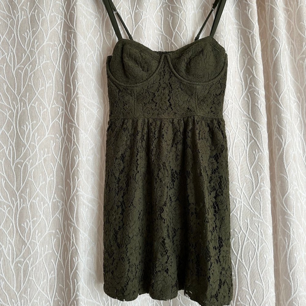 Olive Green Lace Abercrombie Dress Size M